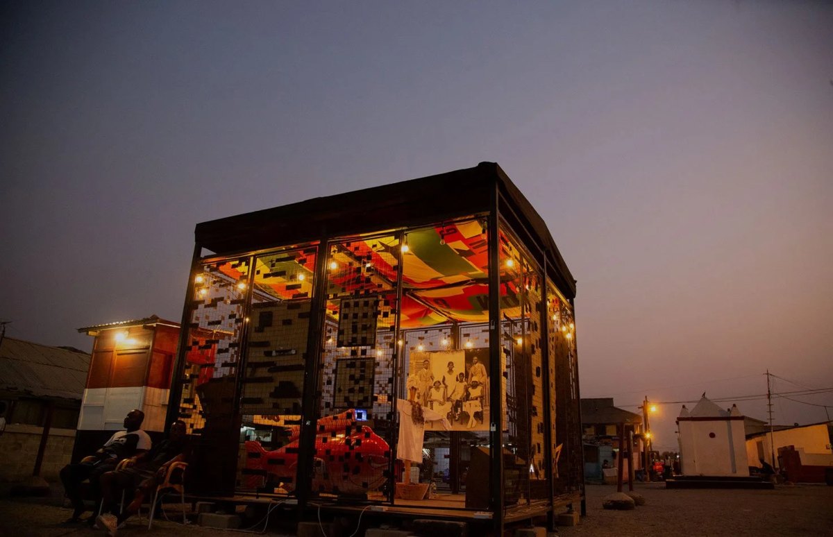 The Mobile Museum lit at dusk